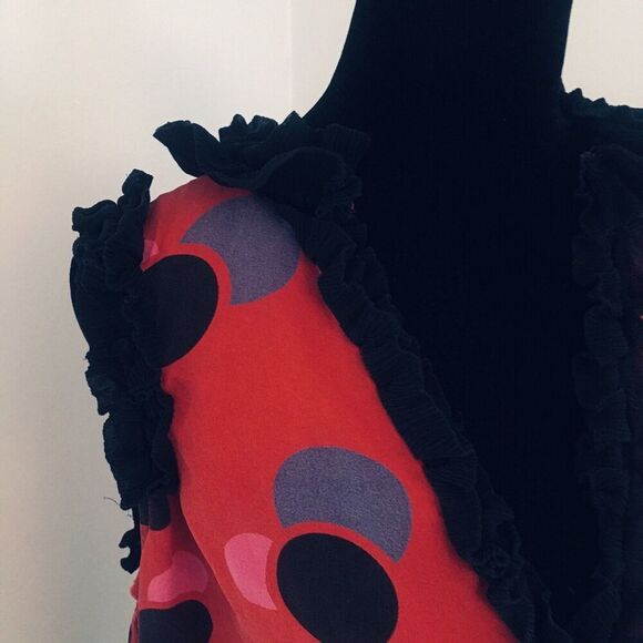 MARC BY MARC JACOBS Blue Red Purple Polka Dot Ruffle Sleeveless Silk Top M - Picture 6 of 7